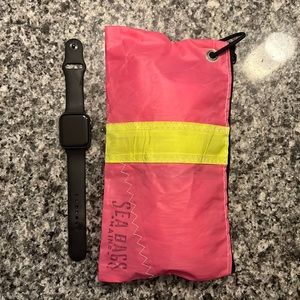 Seabags Maine clutch: hot pink and chartreuse